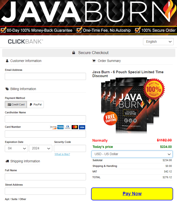 java burn Order Page